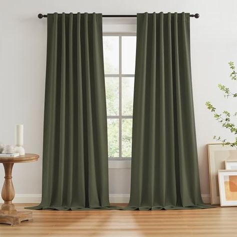 KEQIAOSUOCAI Olive Blackout Curtains 50x102 Bedroom And Living Room, Black Out, Dark Olive Green, Noise Reduction, Luxury Store, Blackout Curtains, Pharmacy Gifts, Home Decor Furniture, Smart Home