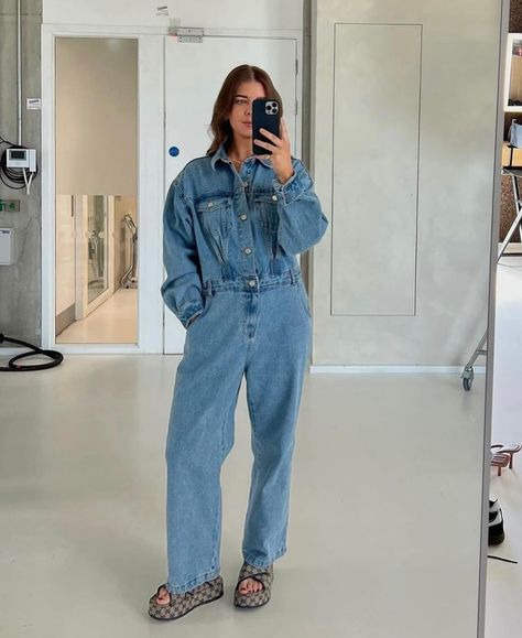 This spring, thrive on denim staples. We spotted Frankie girls @mirjaklein @ludovicacaramis @alessawinter @lindatol_ @tobecreated.uk @audreylombard @anabelabeli in the Jas jumpsuit. Available now. #TheFrankieShop #FrankieForAll #FrankieGirl Denim Jumpsuit Outfit, Jumpsuit Outfit, Denim Jumpsuit, Lookbook, Jumpsuit, Clothes For Women, Clothes