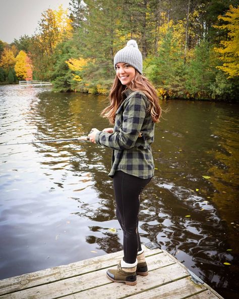 Fall outfit by Legendary Whitetail and WSIsports Fishing Outfits For Women Winter, Female Camping Outfits, Womens Fishing Outfit Winter, Fall Fishing Outfit, Lake Outfits, Fall Camping Outfits, Cabin Outfit, Female Angler, Fishing Outfit