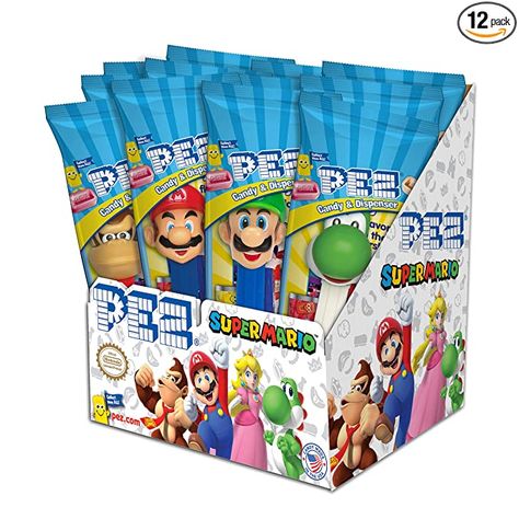 Amazon.com : PEZ Candy Nintendo, Assortment Candy, 0.58 Oz (Pack of 12) : Grocery & Gourmet Food Super Mario Party Favors, Super Mario Characters, Video Game Party Favors, Super Mario Toys, Mario Toys, Super Mario Bros Birthday Party, Hard Candy Lollipops, Mario Bros Birthday, Candy Games