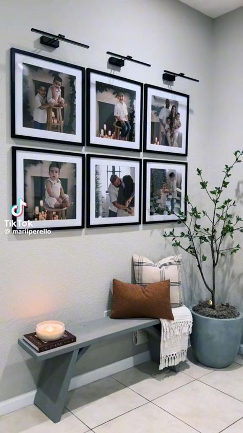 Family Photos Wall Decor, Photo Wall Decor, Family Wall Decor, Home Entrance Decor, Home Design Living Room, Apartment Decor Inspiration, Decor Home Living Room, Apartment Living Room, Front Room