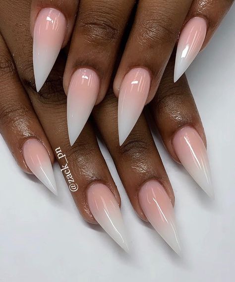 Nails Sharp Almond, Pink Ombre Nails Glitter, Nails Sharp, Acrylic Nails Almond Shape, Oval Nails Designs, Sharp Nails, Ombré Nails, Pink Ombre Nails, Ombre Nails Glitter