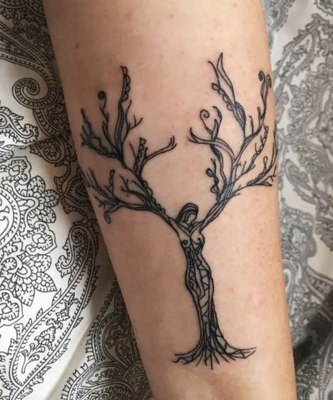 Rupi Kaur Tattoo, Woman Tree Tattoo, Earthy Tattoos, Mother Nature Tattoos, Handpoke Tattoo, Forearm Tattoo Women, Healing Tattoo, Rupi Kaur, Nature Tattoos