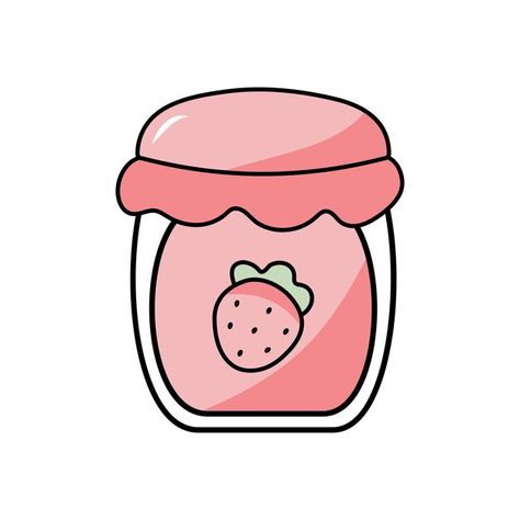 Tarro de mermelada de yogur de leche fre... | Premium Vector #Freepik #vector #malteada #batido-fresa #jugo-fresa #mermelada-fresa Fresa Dibujo, Kawaii Vector, Pfp Ideas, Premium Vector, Bts, Kawaii