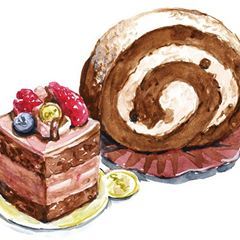 chocolate cake  #watercolors #watercolorfood #watercolorpainting #foodillustration #foodpainting #food Chocolate Roll Cake, Swiss Roll Cake, Cake Drawing, Chocolate Roll, Food Illustration Art, Watercolor Food, Cute Food Drawings, Food Painting, Swiss Roll