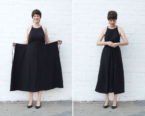 Pinafore Dress, Wearable Accessories, Dress Patterns Diy, Black Linen Dress, Stil Inspiration, Ropa Diy, Looks Black, Apron Dress, Diy Dress