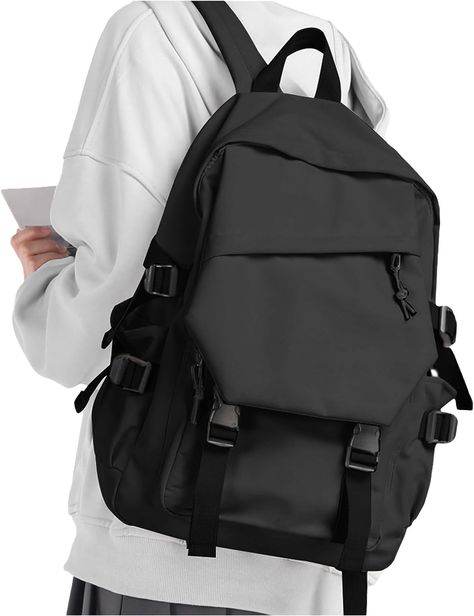 This backpack with computer compartment can hold a 14-inch laptop, and there are two small insert pockets. There is also an invisible front pocket that can be used to hold an iPad and a notepad. There is an anti-theft pocket on the back of the backpack that can be used to put your phone, credit cards and other valuables, so this backpack can also be used as an anti-theft backpack. There are also 2 water bottle holders that can be used to put umbrellas and water bottle. Backpack For College, College Backpacks, Small Backpack Purse, Aesthetic Backpack, Work Backpack, Aesthetic Bags, Simple Backpack, Backpacks For School, Anti Theft Backpack