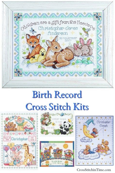 Birth Record Cross Stitch Sampler Kits<br>#crossstitch #birthrecord #crossstitchkits<br> Record Cross Stitch, Birth Cross Stitch, Birth Announcement Cross, Birth Sampler, Birth Records, Baby Cross Stitch Patterns, Stitch Sampler, Baby Cross, Cross Stitch Baby