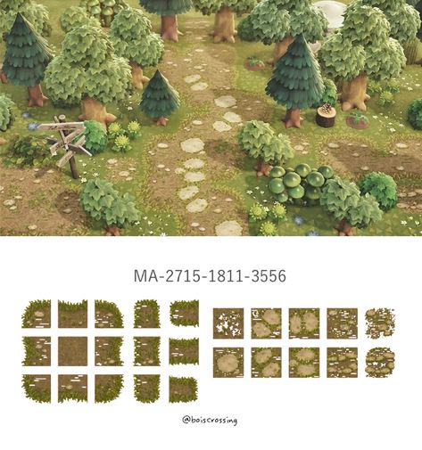 Acnh Nine Tile Path, Acnh Tile Path Code, Cottage Core Animal Crossing, Cottagecore Animals, Acnl Paths, Cottagecore Animal Crossing, Acnh Cottagecore, Forest Designs, Animal Crossing 3ds