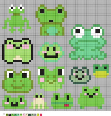 Frog Perler Beads, Melty Bead Designs, Melt Beads Patterns, Piskel Art, Easy Perler Bead Patterns, Beyond Borders, Easy Perler Beads Ideas, Easy Pixel Art, Fuse Bead Patterns