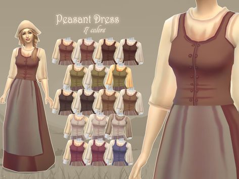 Peasant Dress Medieval, Sims 4 Medieval Cc, Sims 4 Medieval, Sims Decor, Legacy Challenge, Sims Download, Sims Challenge, Sims 4 Decades Challenge, Simulator Games