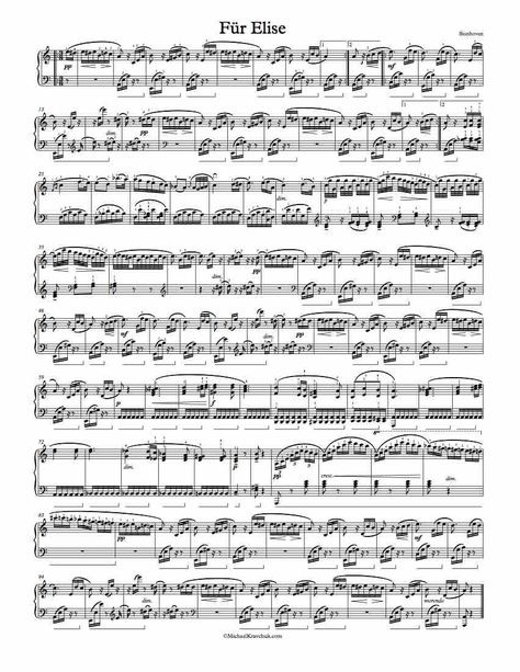 Fur Elise Sheet Music, Popular Piano Sheet Music, Piano Songs Sheet Music, Fur Elise, Free Piano Sheets, Free Piano Sheet Music, Piano Sheet Music Classical, Hymn Music, Piano Music Lessons