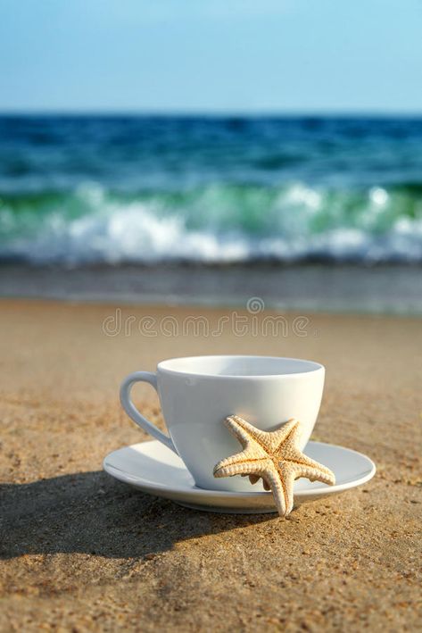 White Cup With Tea Or Coffee On Sand Beach Front Of Sea Stock Image - Image of salt, morning: 56906207 Collagen Coffee, Tea Or Coffee, At The Beach, Coffee Cup, The Beach, Salt, Tea, Coffee, White