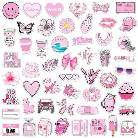 10/30/50PCS New Trendy Pink Small Fresh Graffiti Helmet Water Cup DIY Waterproof PVC Gr #StickerCraft Kawaii, Vinyl Aesthetic, Cloud Stickers, Images Kawaii, Vinyl Stickers Laptop, Bullet Journal Stickers, Happy Pills, Pink Style, Kawaii Stickers