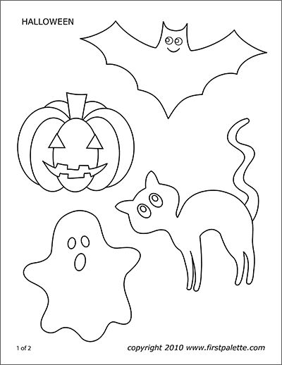 Printable Coloring Pages | Page 4 | Free Printable Templates & Coloring Pages | FirstPalette.com Halloweenpyssel Barn, Veselý Halloween, Printable Halloween Decorations, Moldes Halloween, Free Halloween Coloring Pages, Free Printable Templates, Fun Craft Ideas, Halloween Templates, Crow Tattoo