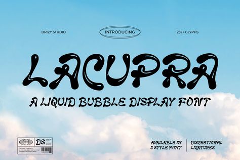 Lacupra – Liquid Bubble Display Font - FREE Font Liquid Font, Popular Free Fonts, Top Fonts, 1001 Fonts, Bubble Style, 3d Text, Font Generator, Font Free, Font Download