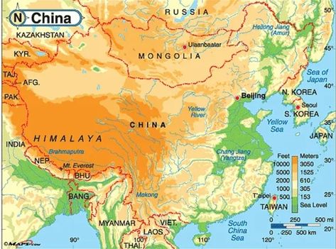 Elevation Map Map Of China, Mandate Of Heaven, Teaching 6th Grade, Topography Map, China Map, China Beijing, Physical Map, Bus Tour, Elevation Map