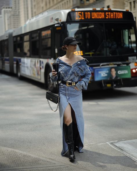 denim in the city . . . . . daily outfit inspo, minimal fashion, style inspo, street style, minimal style, aesthetic fashion, chicago fashion, fashion influencer, fall fashion, Pinterest fashion, Pinterest style, daily style ideas, denim maxi, denim skirt, big belt, statement belt Big Belt Aesthetic, Big Belt Outfit, Minimal Fashion Style, Street Style Minimal, Big Belt, Maxi Denim Skirt, Tailored Jumpsuit, Chicago Fashion, Pinterest Style