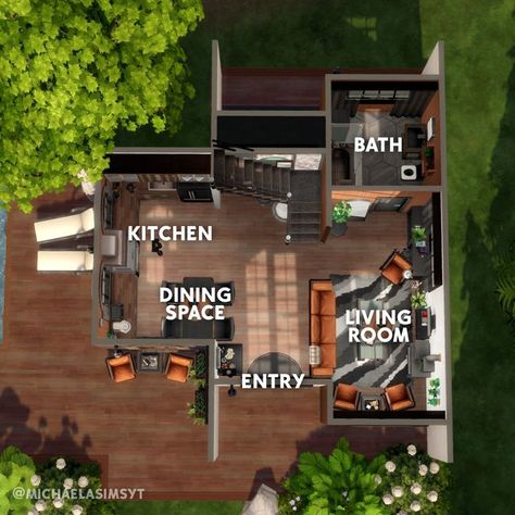 Michaela Sims | Sims 4 Builder ✨🇨🇿 on Instagram: "And now the floor plan of my Renovated Industrial Home 🧡  I really enjoyed playing around with the industrial style again, it's been a while since I have done that and I had a blast! ❤️  🧡 Moonwood Mill 🧡 20x15 🧡 $47,588  🧡 Origin ID: michaelasimsyt 🧡 Speed build on my YT channel, link in bio ________________ 🏷  the sims 4 | the sims 4 house | the sims 4 ideas | sims 4 speedbuild | sims 4 exterior  Game: @thesims | #thesims #thesims4 #sims4 #showusyourbuilds #ts4 #sims4build #simstagram #simsbuild" Renovated Factory, Sims 4 Ideas, Lofted Bedroom, Industrial Style House, Sims 4 House, Sims 4 Speed Build, Sims 4 House Plans, Sims 4 House Building, Industrial Home