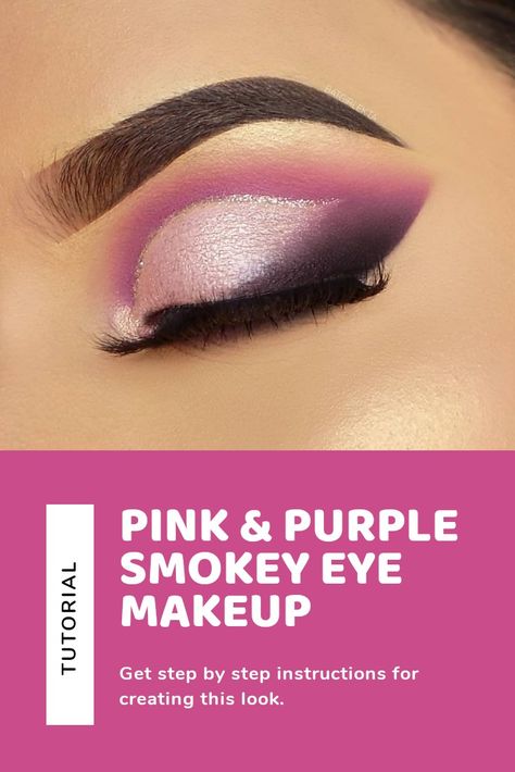 Create this half cut crease eyemakeup using this tutorial for a pink and purple smokey eye with glitter. #makeuptutorial #cutcrease #makeupinspo #pinkmakeup #pinkeyemakeup #makeup #purplemakeup #smokeyeye #makeupideas Smokey Eye With Glitter, Glam Smokey Eye Makeup, Smokey Eye Steps, Purple Smokey Eye Makeup, Clear Acrylic Makeup Organizer, Smokey Eye Makeup Look, Purple Smokey Eye, Acrylic Organizer Makeup, Makeup Guide