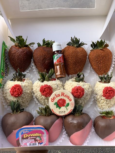 Healthy Snacks For Classroom Party, Mexican Covered Strawberries, Mexican Theme Chocolate Strawberries, Dipped Strawberry Ideas Birthday, Mexican Candy Strawberries, Chamoy Covered Strawberries, 21st Birthday Strawberries, Fiesta Strawberries, Cover Strawberries Ideas