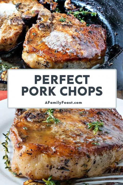 Perfect Pork Chops - A Family Feast® Thick Pork Chop Recipe, Loin Chops Recipes, Pork Loin Chops Recipes, Perfect Pork Chops, Pork Chop Recipes Grilled, Boneless Pork Chop Recipes, Pork Chop Recipes Crockpot, Pork Chop Recipe, Easy Pork Chops