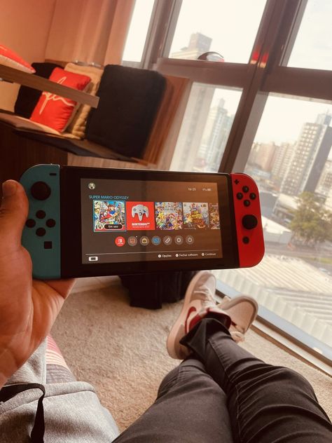 Playing Nintendo Switch Aesthetic, Playing Switch Aesthetic, Person Playing Nintendo Switch Pose, Playing Nintendo Switch Pose, Switch Nintendo Aesthetic, Nintendo Switch Aesthetic Wallpaper, Playing Videogame Aesthetic, Pucking Wild, Nintendo Switch Wallpaper