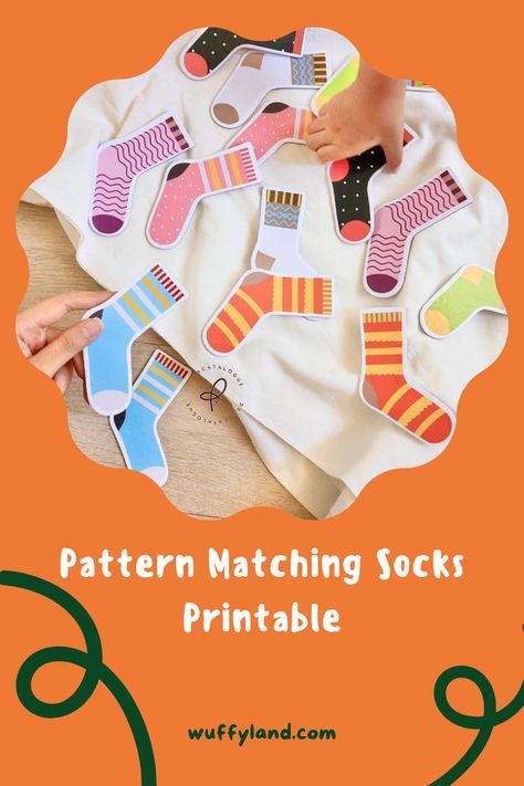 This sock pattern matching can be use for pattern matching in the beginning and move on to building memory and matching skills by flipping socks over and having the child match each pair. There are 12 pairs sock that you can use. You can make the games more challanging with hide all of the sock on the beans, rice, or other sensory beads. So the kids need to find one by one before looking the right match. Sock Printable, Sensory Beads, Homeschool Activity, Activity Preschool, Montessori Activity, Kids Printables, Matching Socks, Socks Pattern, Printable Kids