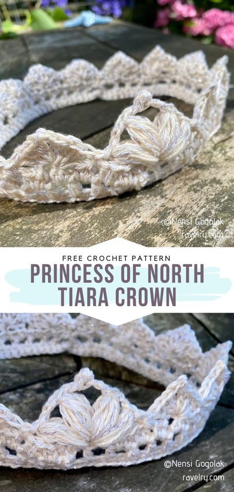 Crochet Crown Ear Warmer, Crochet Tiara Free Pattern Princesses, Crochet Tiara Headband, Tiara Crochet Pattern Free, Crochet Princess Crown, Crochet Crown Patterns Free, Free Crochet Pattern Baby Headband, Crochet Tiara Free Pattern, Crochet Crown Headband