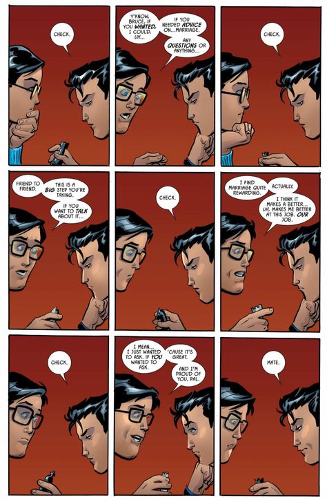 Batman Comics Panels, Bruce And Clark, Batfamily Comics, Superhero Texts, Dc Comics Funny, Superhero Memes, Drawing Superheroes, Batman Batman, Superman Family