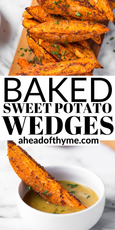 Sweet Potato Wedges Oven, Baking Sweet Potato, Baked Sweet Potato Wedges, Low Calorie Recipe, Sweet Potato Sides, Sweet Potato Dishes, Potato Wedges Recipe, Friendsgiving Food, Wedges Recipe