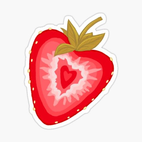 Strawberry Heart, Strawberry Hearts, Preppy Stickers, Homemade Stickers, Computer Sticker, Scrapbook Stickers Printable, Food Stickers, Heart Stickers, Paper Toys