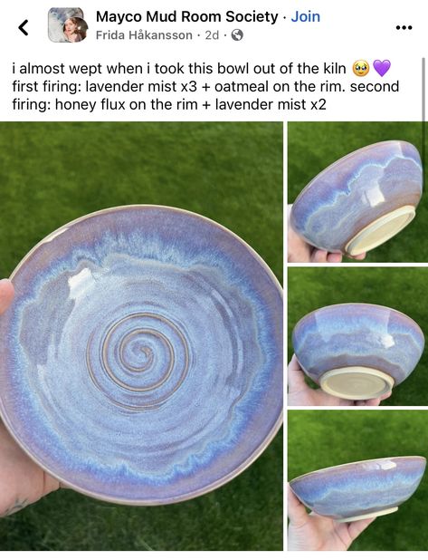 Lavender Mist Glaze, Honey Flux Glaze, Pottery Glaze Recipes, Pottery Project Ideas, Amaco Glaze Combinations, Glaze Layering, Stoneware Glazes, Clay Items, Lavender Mist