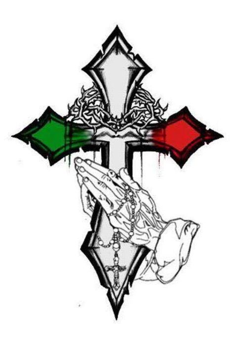 Italian Mafia Tattoo Design, Cross Tattoo On Hand, Mexican Cross, Mexican American Culture, Mexico Wallpaper, Italian Tattoos, Cross Drawing, Celtic Cross Tattoos, Tattoo On Hand