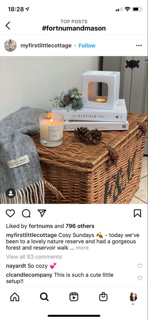 Fortnum And Mason Hamper, Basket Decor Ideas, Kinfolk Home, Basket Decor, Hamper Basket, Fortnum And Mason, Instagram Christmas, Wicker Laundry Basket, Basket Decoration