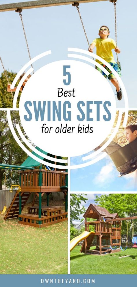 Read our complete reviews and buying guide for the best swing sets for older kids #swingsets #playgrounds #swings #swingsetsforolderkids #kidsgames #olderkids Playground Indoor, Backyard Playset, Playground Swings, Children Playground, Backyard Trampoline, Backyard Swings, Kids Indoor Playground, Outdoor Play Areas, Diy Playground