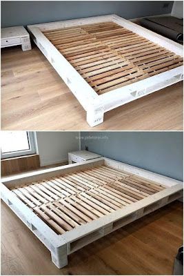 Cheap Bed Frame, Wood Pallet Bed Frame, Pallet Bed Frame Diy, Wooden Pallet Beds, Wood Pallet Beds, Pallet Bed Frames, Pallet Bed Frame, Diy Pallet Bed, Bed Frame With Drawers