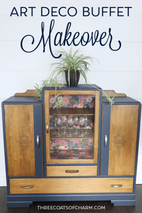 Makeover Art, Stained Furniture, Art Deco Buffet, Restored Furniture, Buffet Makeover, Tiny House Furniture, Deco Interiors, Refinishing Furniture Diy, Furniture Flipping