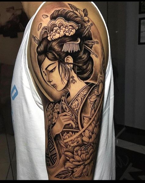 Samurai Mask Tattoo, Tattoo Bras Homme, Japanese Leg Tattoo, Geisha Tattoo Design, Painless Tattoo, Neo Tattoo, Heaven Tattoos, Samurai Tattoo Design, Geisha Tattoo