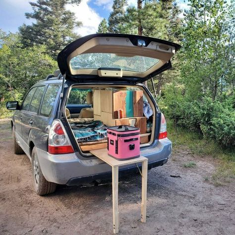 Subaru Camping, Car Camping Organization, Car Conversion, Zelt Camping, Minivan Camper, Camper Car, Suv Camper, Minivan Camping, Auto Camping