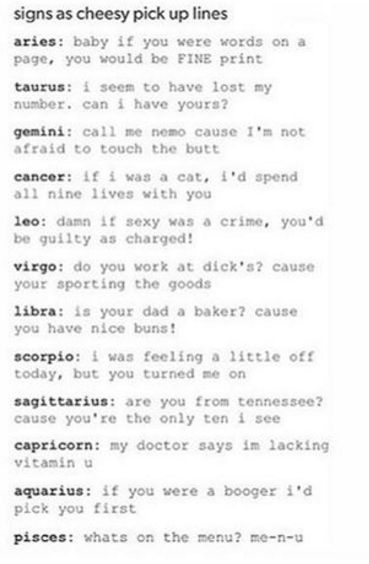 pick up lines Clever Pick Up Lines, Gemini Zodiac Quotes, Zodiac Sign List, Zodiac Personality Traits, Pick Up Lines Funny, Pickup Lines, Zodiac Signs Pisces, Zodiac Sign Traits, Zodiac Personalities