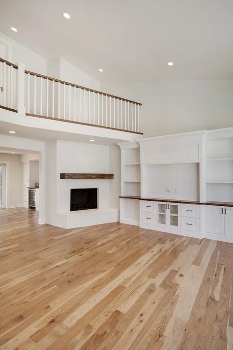 Modern Farmhouse Renovation | Koby Kepert Hickory Floor, Hickory Floors, Hickory Hardwood Flooring, Floor Fireplace, Rustic Hardwood Floors, Mudroom Flooring, Hickory Hardwood Floors, Hardwood Floor Colors, Hickory Flooring