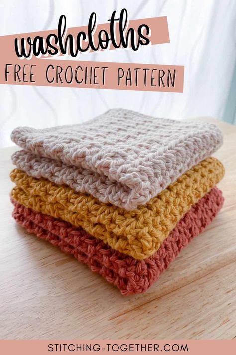 Crochet Face Cloth, Cotton Yarn Projects, Crochet Washcloth Free Pattern, Crochet Washcloth Free, Crochet Dish Cloth Free Pattern, Cloth Crochet, Cotton Crochet Patterns, Crochet Washcloth Pattern, Crochet Potholder Patterns