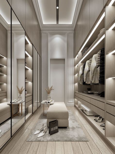 A Walk In Closet, Beautiful Bed Designs, Walking Closet, Dream Closet Design, Closet Design Layout, Walk In Closet Design, Luxury Closets Design, Modern Luxury Bedroom, Closet Decor