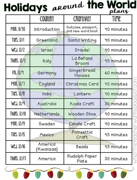 What the Teacher Wants!: Holidays Around the World Plans 2015 Winter Around The World, December Holidays Around The World, Holidays In December, Winter Holidays Around The World, December Lessons, Around The World Theme, Christmas In England, Christmas Units, Christmas Lesson