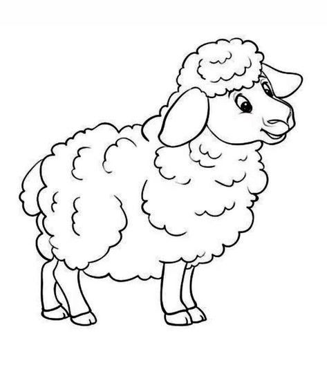 Sheep Coloring Pages | Free Printable Flower Design Vector, Pictures For Coloring, Sheep Drawing, Back Drawing, Farm Animal Coloring Pages, Sheep Art, Pixel Art Templates, Preschool Art Activities, Drawing Images