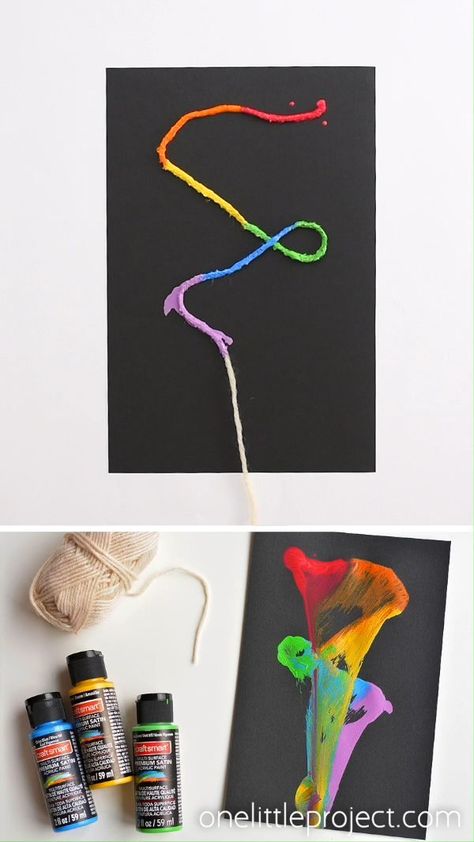 Pull String Art, String Pull Painting, Pull Painting, Art With Acrylic Paint, Arts And Crafts For Adults, Paint Easy, Teen Art, Easy Arts And Crafts, Crafts For Seniors