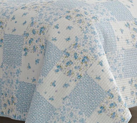 Kenna 100% Cotton Reversible Quilt Set by Laura Ashley Home Laura Ashley Bedding, Laura Ashley Home, Cotton Quilt Set, Charming Cottage, Karim Rashid, Floral Quilt, Twin Quilt, White Quilt, Blue Quilts