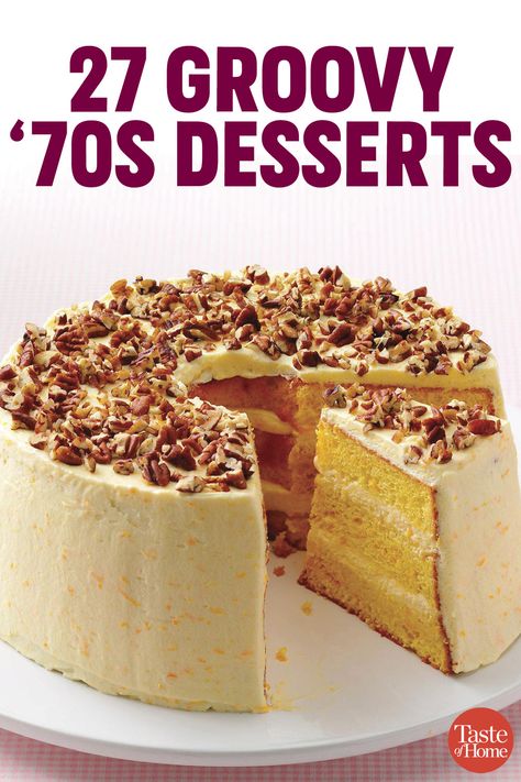 27 Groovy '70s Desserts 70s Desserts, 70s Recipes, 70s Food, Almond Tart Recipe, Sweet Potato Pound Cake, Retro Desserts, Homemade Chocolate Cake, Heirloom Recipes, Groovy 70s