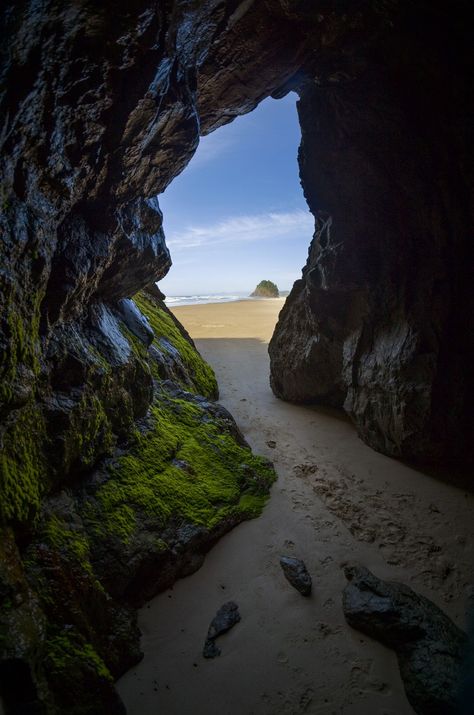 Sea Cave on Neskowin Beach, Oregon | Thomas Shahan Oregon Adventures, Oregon Living, Sea Cave, Oregon Road Trip, Oregon Washington, Fairy Queen, Oregon Travel, Oregon Usa, Pacific Coast